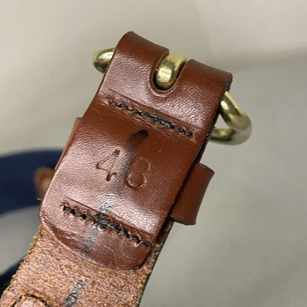 Leather Man Ltd. Black Lab Dog Fabric & Leather Belt VTG Men Sz 48” Preppy
